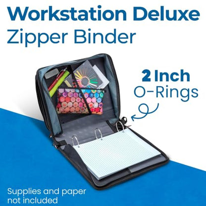 Case-it Workstation Zipper Binder | 2-Inch O-Rings | LT-117 Black - color: D Black / Multi, size: 1 Pack