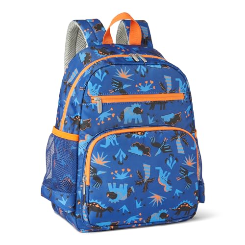 Amazon Essentials Kids School Backpack with Multiple Storage Pockets - Durable Tear-Resistant Day-pack for Books and Supplies-Children's School Bag - Blue Navy - color: Navy + Prints, size: 12 inches