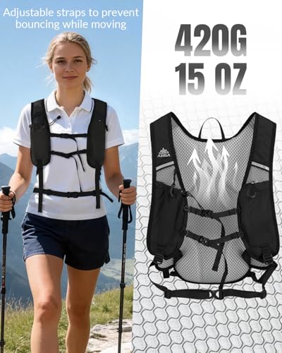 Small Hiking Backpack with 3D Sponge Backpanel for Men Women, 15L Waterproof Lightweight Cycling Backpack with Chest Strap & Helmet Buckle & Hanging Loop for MTB Biking Jogging, Black - color: Black