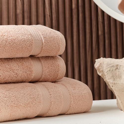SOFE H&L | Olea Luxury Cotton Turkish Bath Towels Set of 4 Blush | Premium, Soft, Durable, Absorbent | Hotel Quality Plush Towels and Thick Towel Sets - color: Blush, size: Set of 4 - Bath Towel