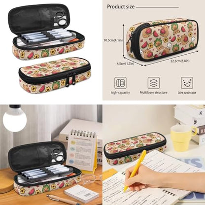 Watermelon Capybara Backpack for Girls School Backpacks with Lunch Box Water Bottle Carrier Bag and Pencil Case 4 Pieces Lightweight 1st Grade Backpack Girls Bookbag for Elementary School - color: Capybara Watermelon