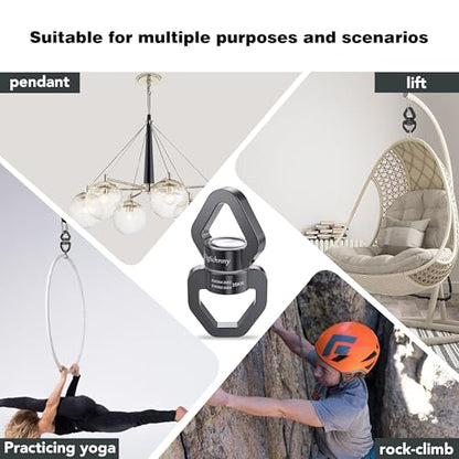 Swing Swivel, 35KN Safety Rotational Device,Swing Spinner for Web Tree Swing, Aerial Dance, Children's Swing, Hanging Hammock（Full Grey） - style: Gray-1 Pack