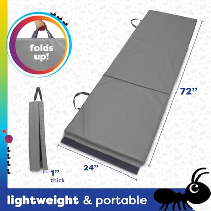 Antsy Pants Tumbling Mat for Kids – Gymnastics Mat, Easy to Clean, Sturdy, Foldable Tumbling Mats, Padded, Lightweight, Portable, Gymnastics Equipment for Active Play - color: 3-Fold Gray