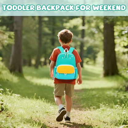 BTOOP Kids Backpack for Boys Girls 3-6, Preschool Kindergarten Backpack with Insulated Lunch Compartment & Chest Strap, Cute Lightweight School Travel Bag Fits A4 Folder - color: Green, size: Age 3-6 (14.5" H Fit Folder)