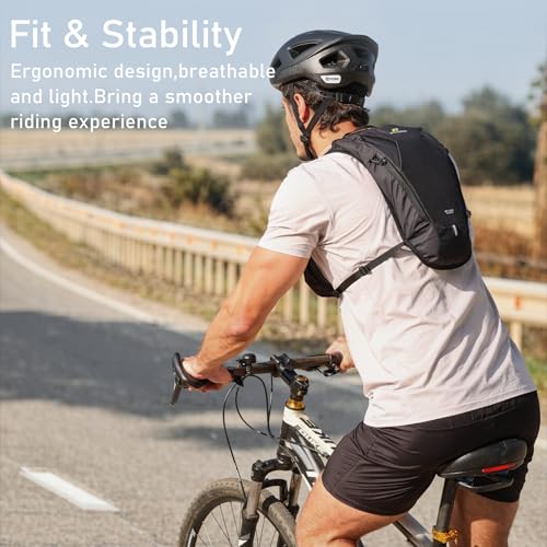 N NEVO RHINO Hydration Backpack,Water Backpack with 50 oz /1.5L Water Bladder, Bike Hydration Pack for Men Women, 6L Lightweight Hydration Hiking Backpack for Cycling Hiking - color: Black