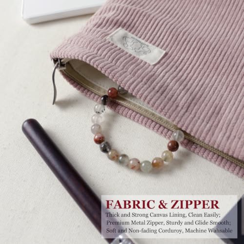 HAPPYHEIDI Large Makeup Bag Travel Cosmetic Pouch, Misty Pink - color: Pink