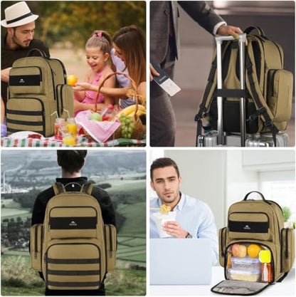 MATEIN Lunch Backpack for Men, 15.6 Inch Travel Laptop Backpack | Insulated Cooler Bag, Lunch box Rucksack, Extra Large Water Resistant College Work Computer Daypack, Gifts for Men - color: Brown