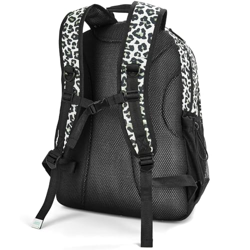 Choco Mocha Snow Leopard Backpack for Teen Girls, Travel School Backpack for Girls Middle School Large Bookbag 18 Inch, Black - color: Snow Leopard