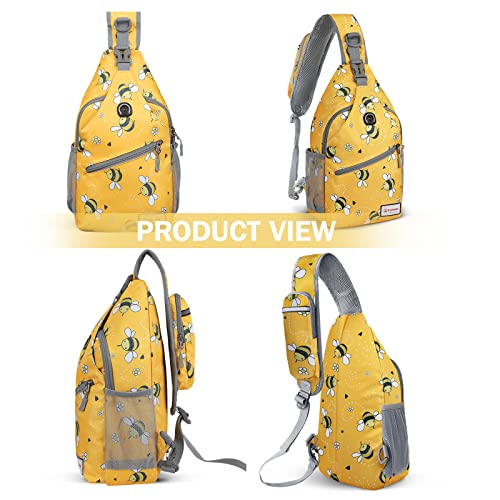 ZOMAKE Sling Bag,Small Crossbody Sling Backpack,Water Resistant Shoulder Daypack for Travel,Anti Thief Chest Bag for Hiking(Bee Yellow) - color: Bee Yellow