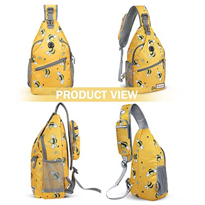 ZOMAKE Sling Bag,Small Crossbody Sling Backpack,Water Resistant Shoulder Daypack for Travel,Anti Thief Chest Bag for Hiking(Bee Yellow) - color: Bee Yellow