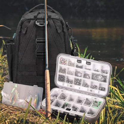 WinnerWhy 484 Pcs Fishing Tools Accessories Kit Include Fish Backpack Fish Hook Lures Hook Remover Lip Gripper for Men Women Fishing Gifts(Black) - color: Black