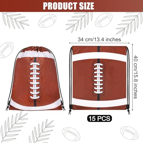 15 Pcs Football Drawstring Bags Backpack Birthday Party Goodie Favor Bags Gift Bag for Gym Sports Storage Travel - style: Football