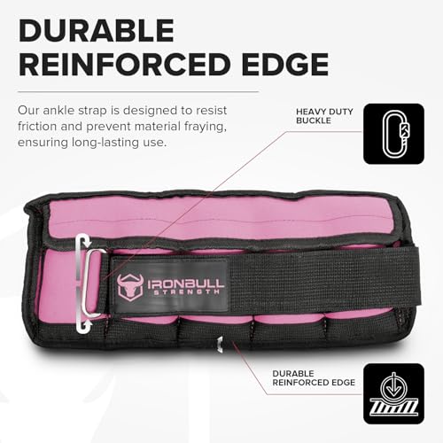 Adjustable Ankle Weights (10lbs/Pair) - Weighted Ankle Weight for Walking, Gym and Exercise - 2, 4, 6, 8, 10 LB Leg Weight Set with Straps for Women and Men - 1-5 lbs Each Ankle Adjustable for Weight Lifting - color: Pink