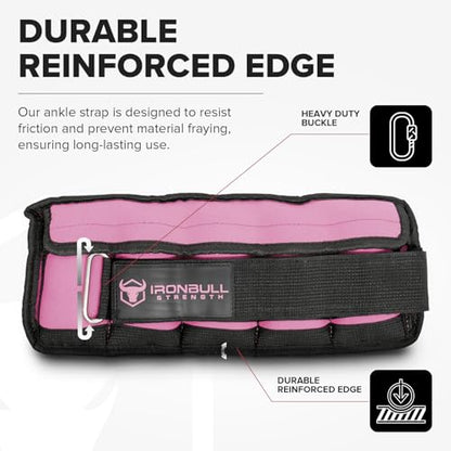 Adjustable Ankle Weights (10lbs/Pair) - Weighted Ankle Weight for Walking, Gym and Exercise - 2, 4, 6, 8, 10 LB Leg Weight Set with Straps for Women and Men - 1-5 lbs Each Ankle Adjustable for Weight Lifting - color: Pink