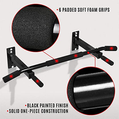 Yes4All Multifunctional Wall Mounted Pull Up Bar And Rotating Pull Up Handles With Non-Slip & Foam Pad Grips