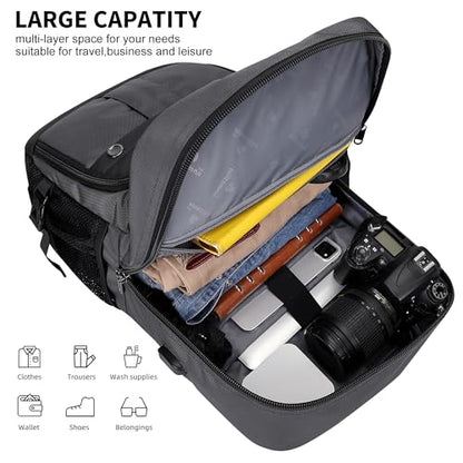 WITZMAN Carry on Travel Backpack for Men Women Laptop Backpack with USB Charging Port Airline Approved(B683 Silvery Grey) - color: Silvery Grey