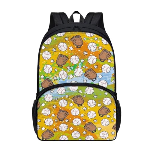 Talayituse Baseball Print Kids School Backpack for Boys Teenage Kindergarten Primary School Shoulder Bag Backpacks Teens Casual Travel Daypack Junior School Student Backpack - color: Baseball