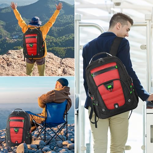Z-MGKISS 52L Extra Large Laptop Backpack, Long-Term Durability Travel Computer Bag, TSA-Approved Business Rucksack for Men Women, Heavy Duty Rucksack Bag Backpack Fits 17.3 Inch Laptop &Notebook,Red - color: Red, size: 17.3 Inch (20''x15''x10'')
