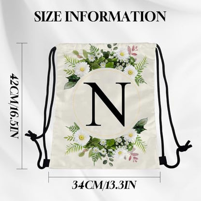 Initial Letter Drawstring Backpack String Sports Gym Bags Waterproof Sackpack Cute for Men Women Beach (13"×17") (Letter-N) - color: Letter-n