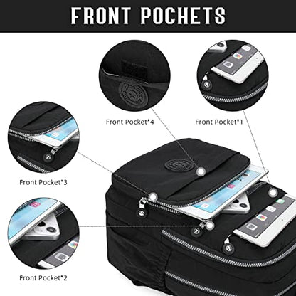 Hiking Waterproof 13" Laptop Backpack Purse for Women and Men,Travel Backpack - color: Black