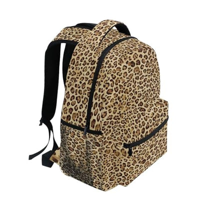 ALAZA Animal Leopard Print Brown Stylish Backpack Purse for Women Girls Kids School Personalized Laptop iPad Tablet Travel School Bag with Multiple Pockets - color: Leopard