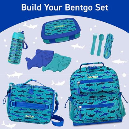 Bentgo Kids Water Bottle - Leak-Proof, Durable Tritan PFAS- & BPA-Free 15 fl oz, Kids/Toddlers Ages 3+ for School & Sports; Bite & Sip Spout, Carrying Handle, Dishwasher Safe (Sharks) - color: Shark