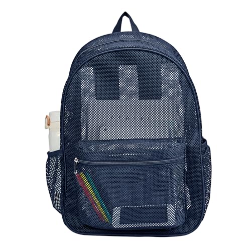 COVAX Mesh Bookbag See Through College Mesh Backpack with Padded Shoulder Straps for Commuting, Swimming, Travel, Beach, Outdoor Sports (Royal Blue) - color: Royal Blue