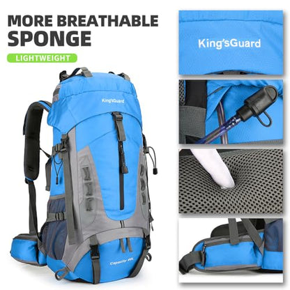 King'sGuard 60L Hiking Backpack for Men and Women Lightweight Camping Hiking Backpack with Rain Cover Large Waterproof Travel Backpack Backpacking Pack (Blue) - color: Blue