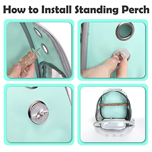 Bird Backpack, Bird Carrier Travel Cage with Perch, Portable Wildbird Carrier Bag, Parrot Parakeet Cockatiel Cage with Food Bowl & Stainless Steel Tray for Conures Budgie Canary Lovebirds Small Animal