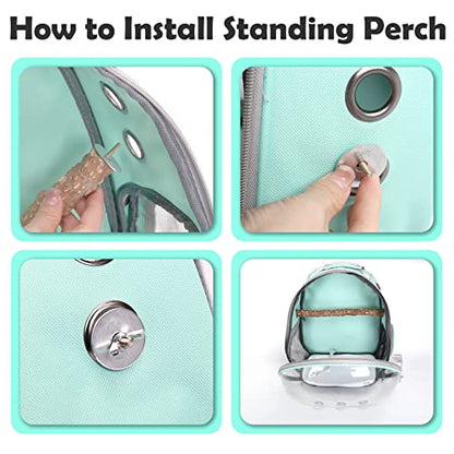 Bird Backpack, Bird Carrier Travel Cage with Perch, Portable Wildbird Carrier Bag, Parrot Parakeet Cockatiel Cage with Food Bowl & Stainless Steel Tray for Conures Budgie Canary Lovebirds Small Animal