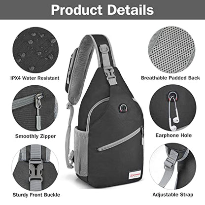 ZOMAKE Sling Bag,Small Crossbody Sling Backpack,Water Resistant Shoulder Daypack for Travel,Anti Thief Chest Bag for Hiking(Black(New)) - color: Black(new)