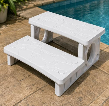 XtremepowerUS Hot Tub Steps, Non-Slip & Durable Hot Tub Stairs, Portable Universal Ladder Can Be Used Indoors and Outdoors Multi Purpose 2-Step Spa RV Campers Deck Steps Side Step, White - color: White