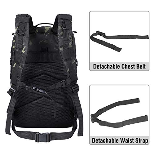 Prospo Military Tactical Backpack Large Fishing Tackle Backpack 3 Day Assault Survival Pack Molle Bag for Men - color: Black Cp