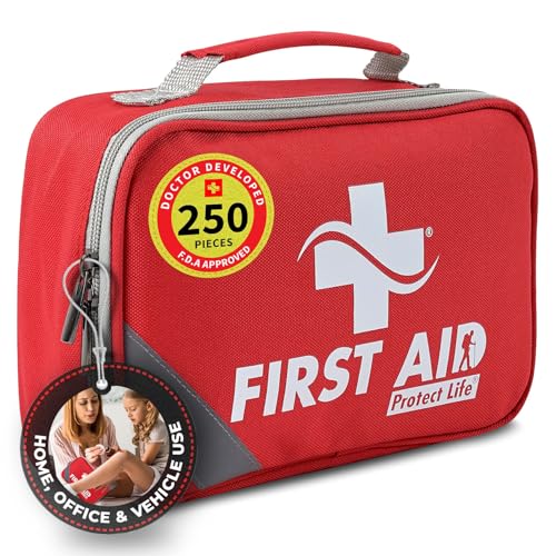Protect Life Survival First Aid Kit for Home/Business, Camping Survival Kits | Mini Travel First Aid Kit | Camping Equipment | Small Kits for Car | Outdoor Emergency Survivals Pack - 250pcs - size: 250 Pieces Kit (Home)