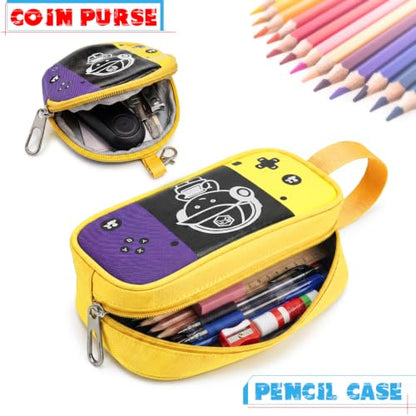Boys Backpack, Luminous Gamer Backpack for Boys with Lunch Box,Pencil Case and Coin Puese,Kids Schoolbag Bookbag for Teen Boy Elementary Middle High School Travel(Yellow-Purple) - color: Yellow-purple