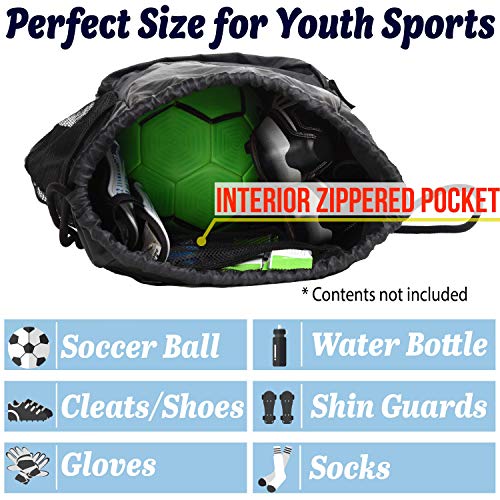 Athletico Drawstring Soccer Bag - Soccer Backpack For Boys or Girls Can Also Carry Basketball or Volleyball - color: Black