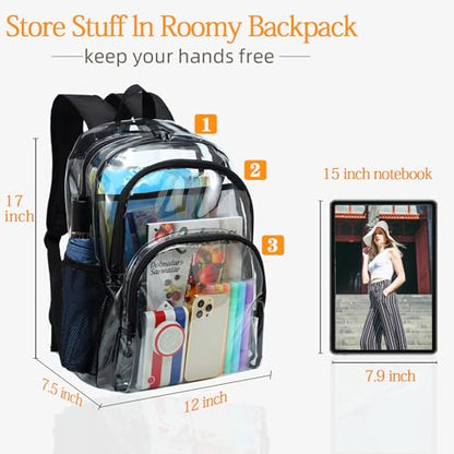 Clear Backpack, Clear Bag Stadium Large See Through Bookbag Heavy Duty PVC Transparent Backpacks for School - color: Gray-1pack
