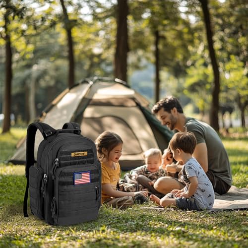 SHARKMOUTH Diaper Bag Backpack for Dad and Mom, Military Molle diaper Pack with Insulated Bottle Holders and Wipe Pocket - color: Black