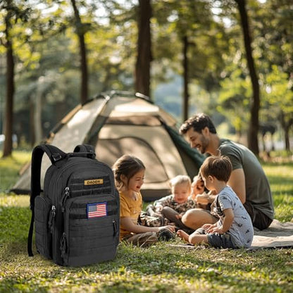 SHARKMOUTH Diaper Bag Backpack for Dad and Mom, Military Molle diaper Pack with Insulated Bottle Holders and Wipe Pocket - color: Black