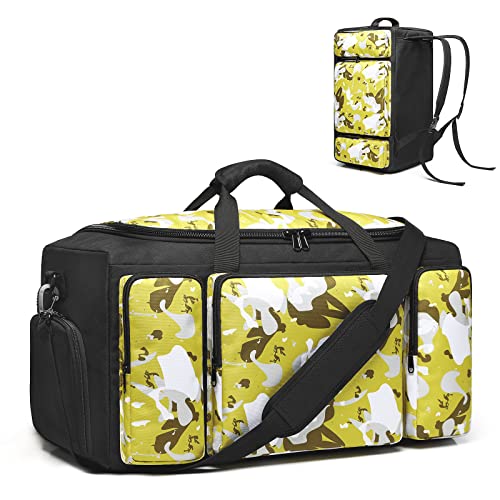 4-Way Gym Bags for Men Gym Duffle Bag Sports Duffle Bag Backpack with Shoe Compartment & Wet Pocket - color: Camo Green-C, size: Medium 45L