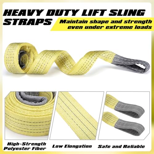 4 Pcs Watercraft Lift Sling 6600 Lbs Flat Lifting Sling 44'' Tow Straps Heavy Duty Boat Hoist Straps Yellow for Personal Life Rafts PWC