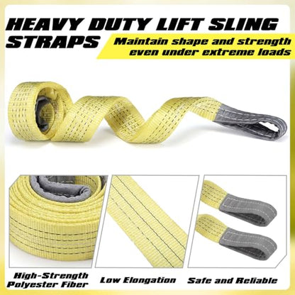 4 Pcs Watercraft Lift Sling 6600 Lbs Flat Lifting Sling 44'' Tow Straps Heavy Duty Boat Hoist Straps Yellow for Personal Life Rafts PWC