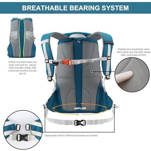 MOUNTAINTOP Hiking Backpack 35L Travel Backpack Lightweight Daypack for Men&Women Outdoor Camping - color: 6413-cobalt Blue