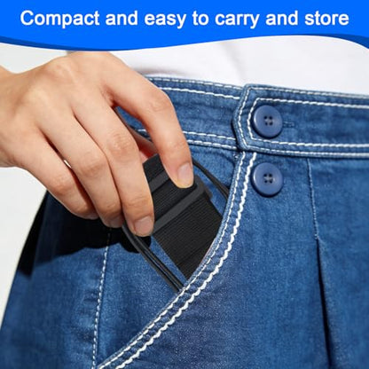 2 Pack Luggage Connector Straps, Adjustable Bungee Elastic Belt, for Attaching Extra Bags Purse to Suitcase Handle, Easy to Travel (Black)