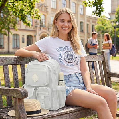 Mesh Backpack for Girls Boys, Women Mesh Bookbags Heavy Duty Semi-Transparent School Bag Net Back Pack for Travel, Beach, Swimming, Work - White - color: White