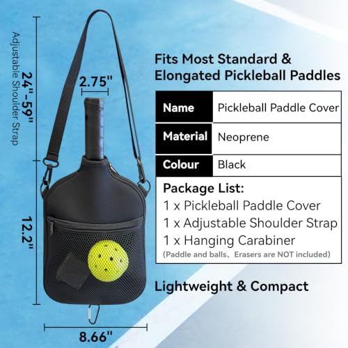 Pickleball Paddle Cover with Adjustable Shoulder Strap & Mesh Pocket