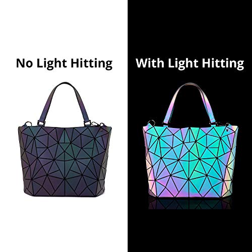 LOVEVOOK Geometric Luminous Purses and Handbags for Women Holographic Reflective Crossbody Bag Wallet - color: Handbag