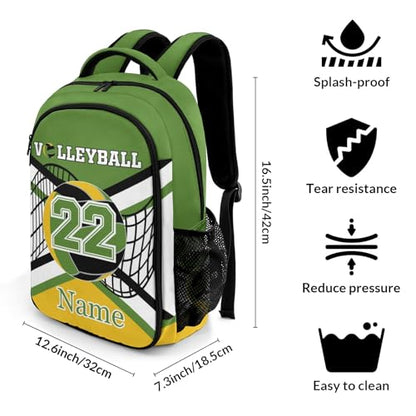 Dark Green Gold Volleyball Customized Waterproof Backpacks Shoulders Daypacks Bags - color: Muilti 9