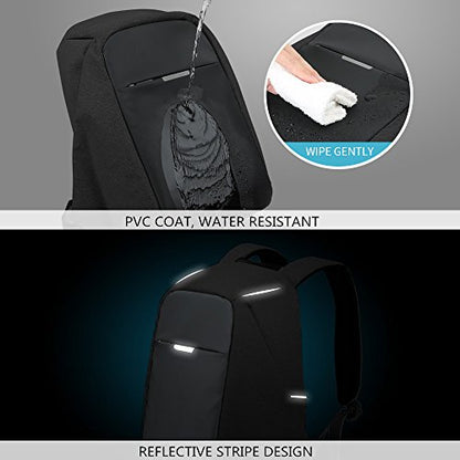 oscaurt Anti Theft Backpack 15.6 Inch Laptop Travel Backpack with Hidden Zipper and USB Charging Port Waterproof Business Computer Bag for Men & Women - color: Black