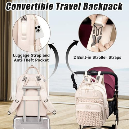 Tealari Diaper Bag Backpack,Stylish Baby Diaper Bag,Waterproof Travel Diaper Backpacks Baby Bags with Changing Pad,Stroller Straps,Insulated Pockets (Beige) - color: Beige